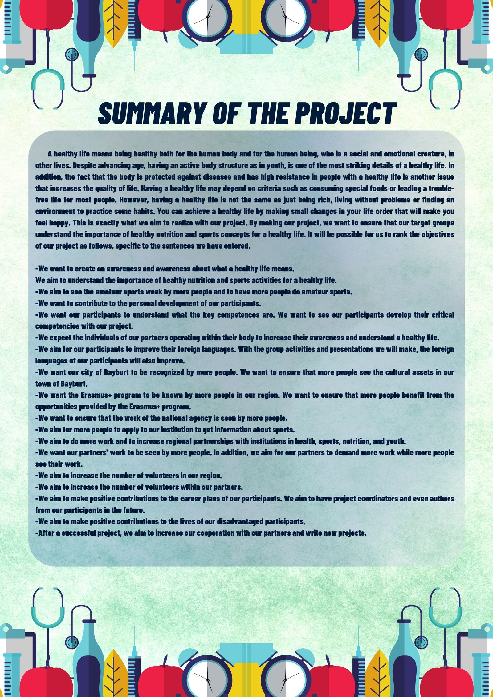 Erasmus+ project "HEALTHY LIFE MUST BE THE NEW PANDEMIC! 12-19 Octombrie, BAYBURT, Turcia