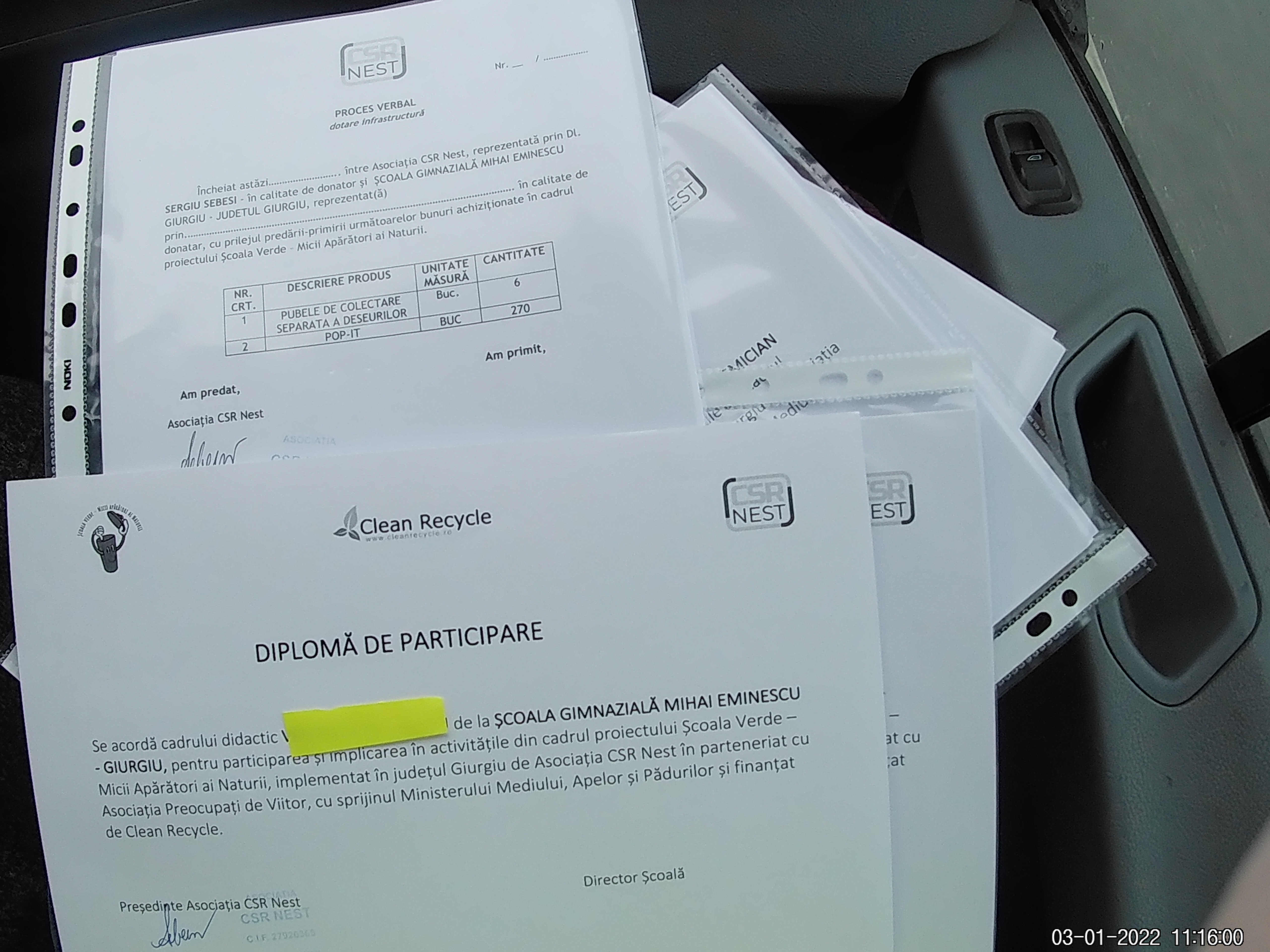 Dotare școli cu infrastructură de colectare separată a deșeurilor reciclabile