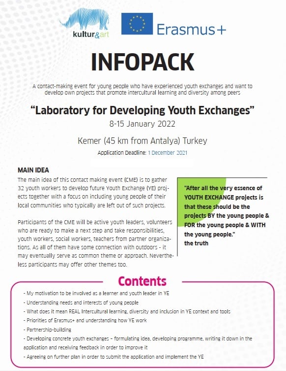 Laboratory for Developing Youth Exchanges, perioada 8-15 Ianuarie 2022, Antalya - Turcia