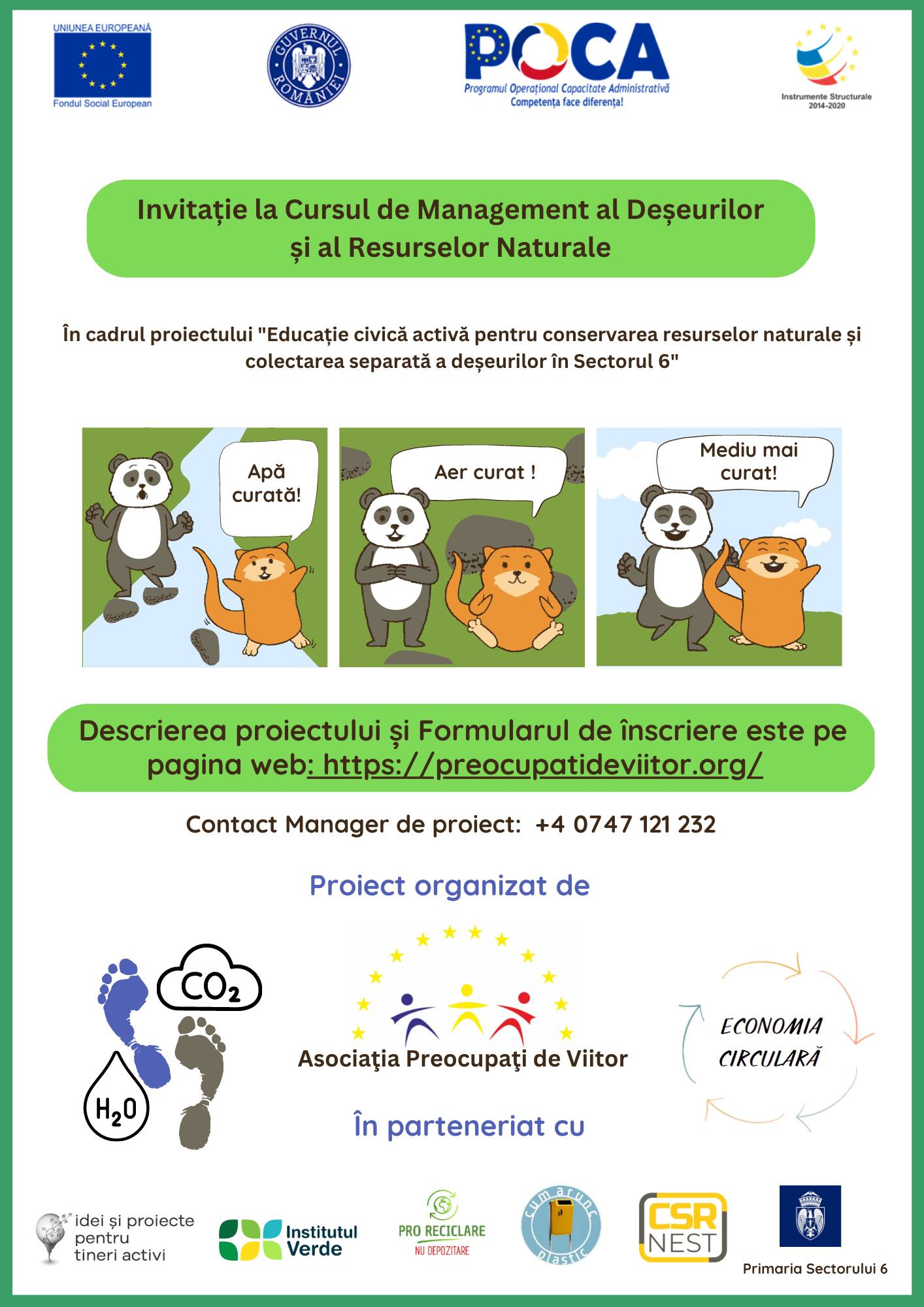 Înscriere pentru participare gratuită la cursurile de comunicare organizatională, managementul deşeurilor şi video participativ