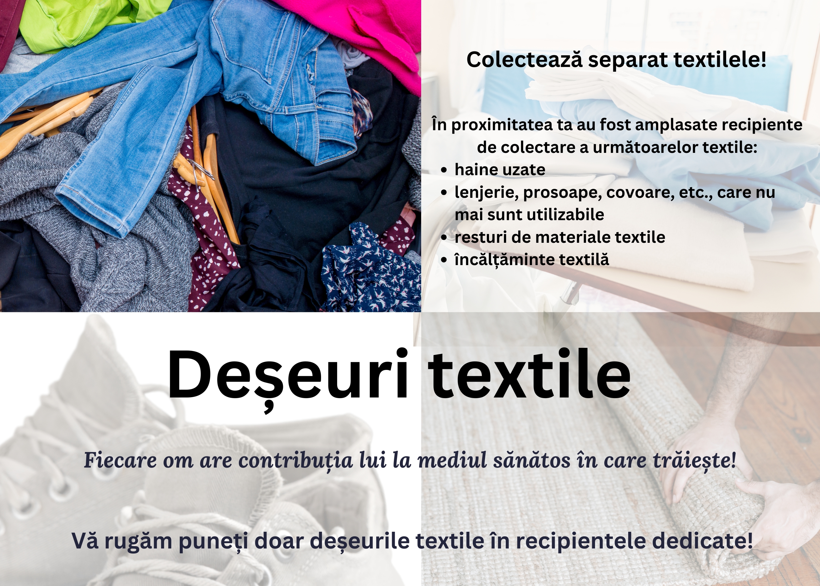 Colectarea separată a textilelor - o contribuție la protejarea mediului și la dezvoltarea sănătoasă a comunității
