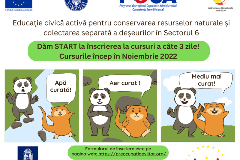 Înscriere pentru participare gratuită la cursurile de comunicare organizatională, managementul deşeurilor şi video participativ
