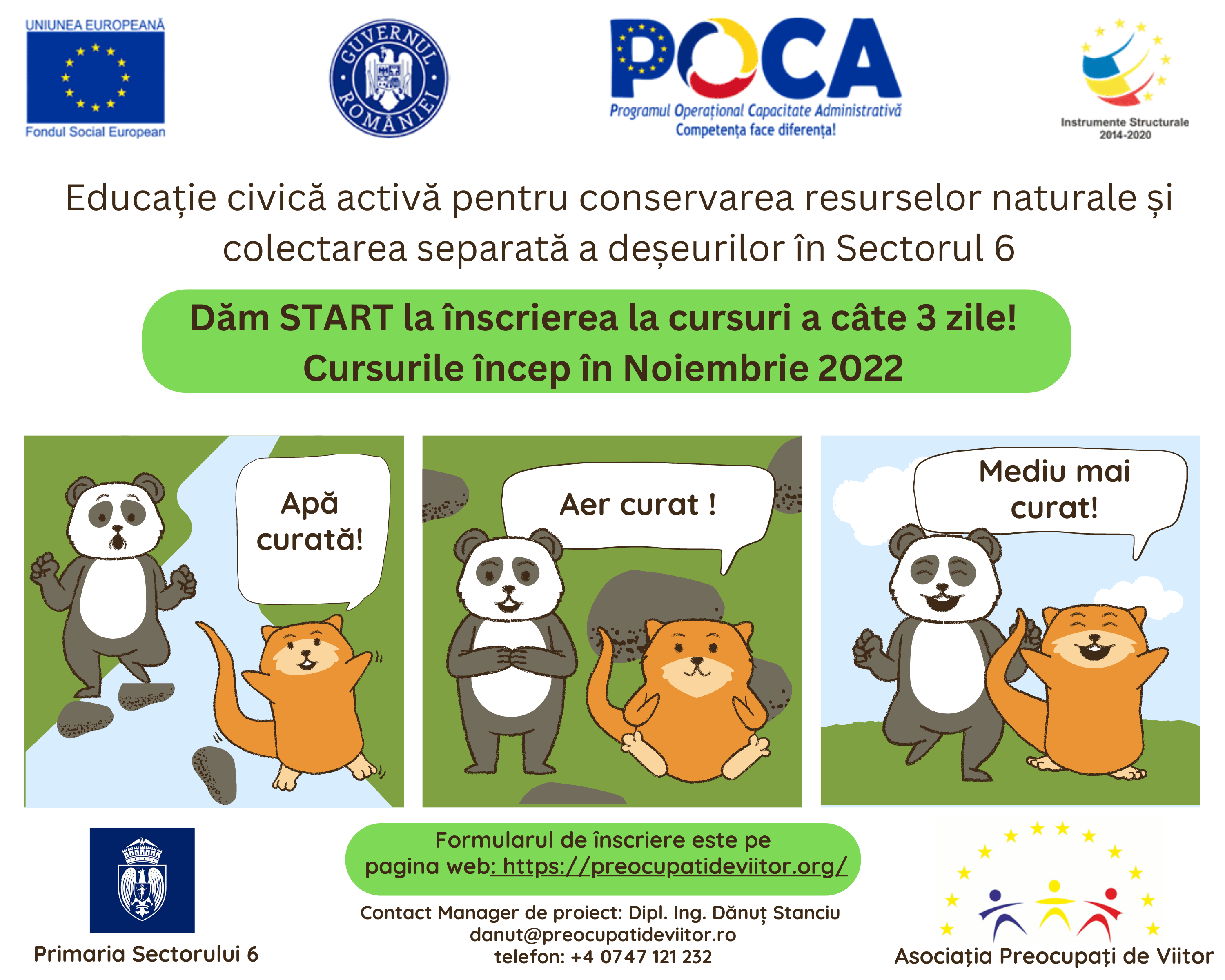 Înscriere pentru participare gratuită la cursurile de comunicare organizatională, managementul deşeurilor şi video participativ